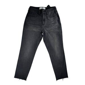 Hollister Women's Curvy High Rise Mom Vintage Jeans Black 5R Size 27 Frayed Hem